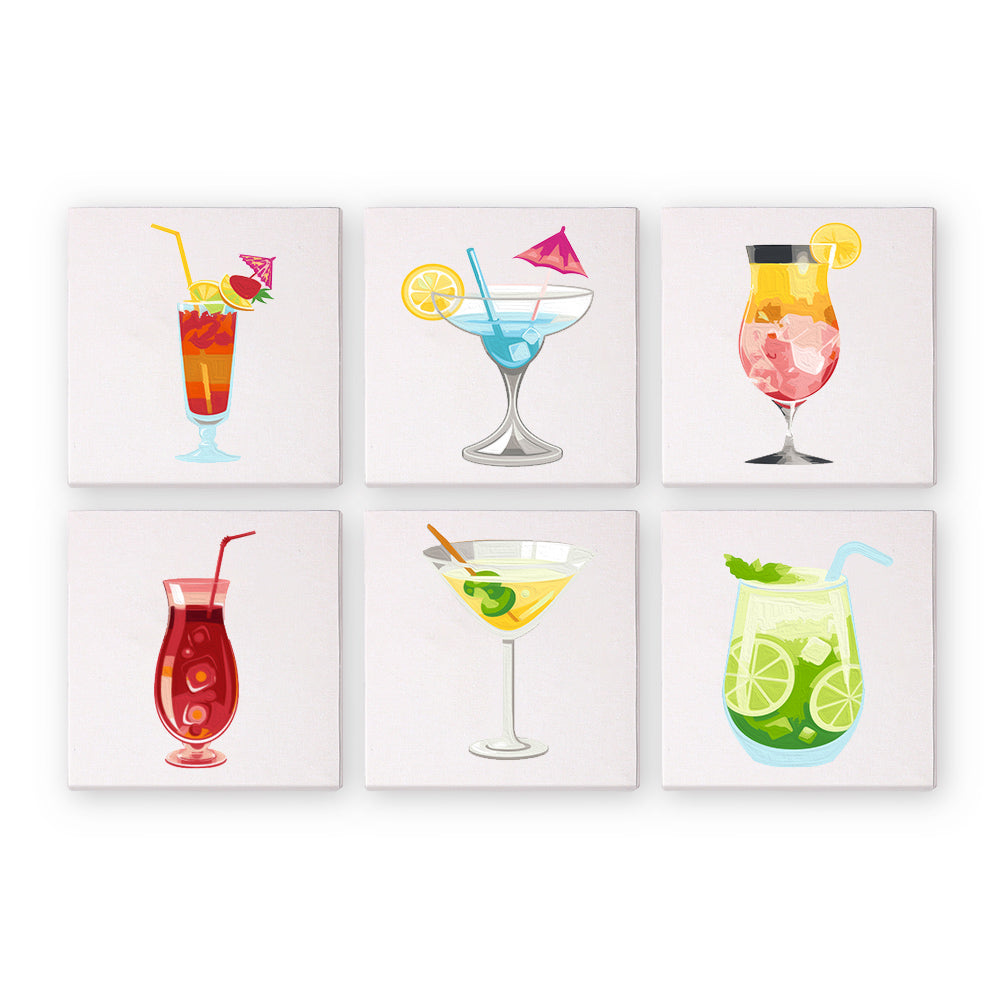 Malen nach Zahlen   6 Mini Gemälde | Cocktail Set