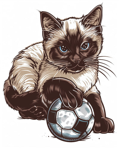 Malen nach Zahlen -  Katze mit Fußball