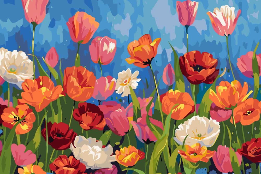 Malen nach Zahlen   Farbenfrohe Feldblumen   Premium Painting