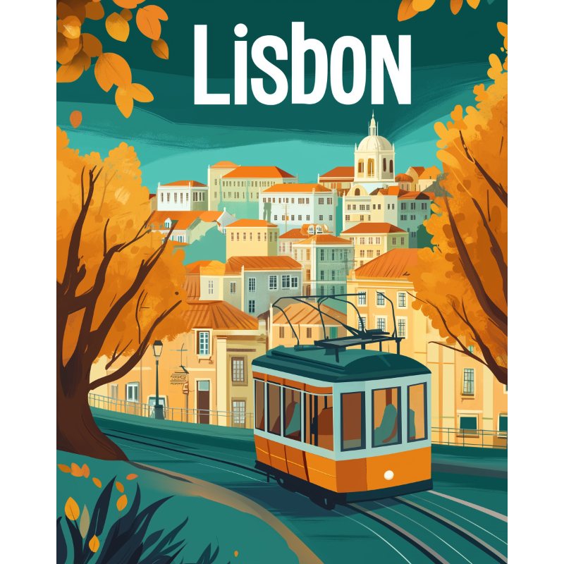 Malen nach Zahlen   Lisbon Reiseposter