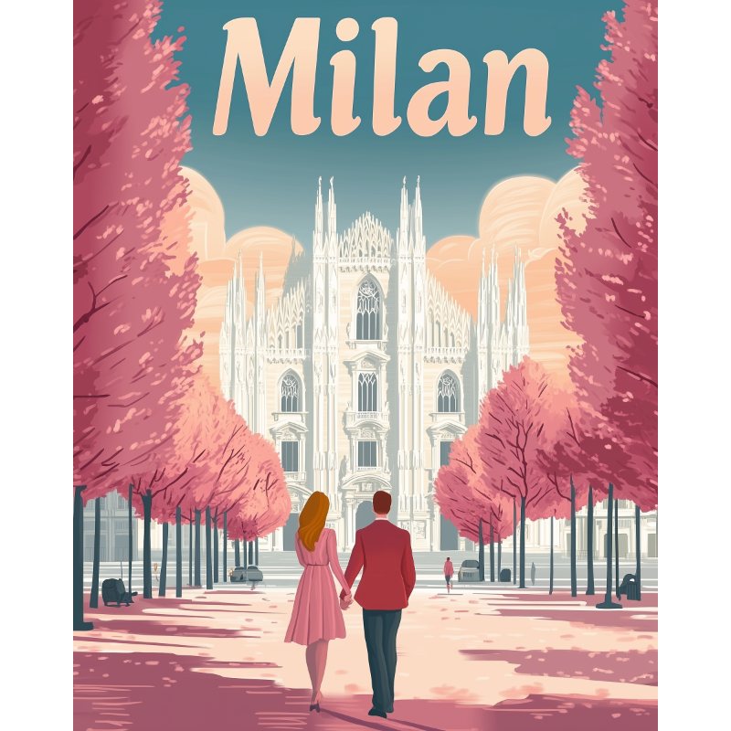 Malen nach Zahlen   Milan Reiseposter