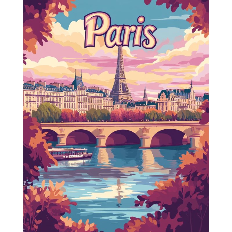 Malen nach Zahlen   Paris Reiseposter